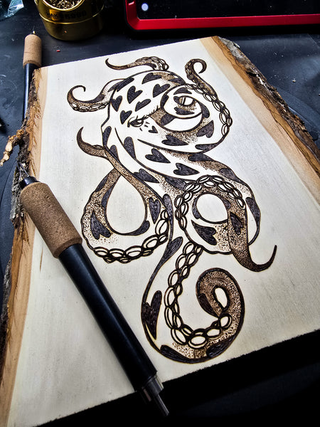 Hand Burned Hearts Octopus