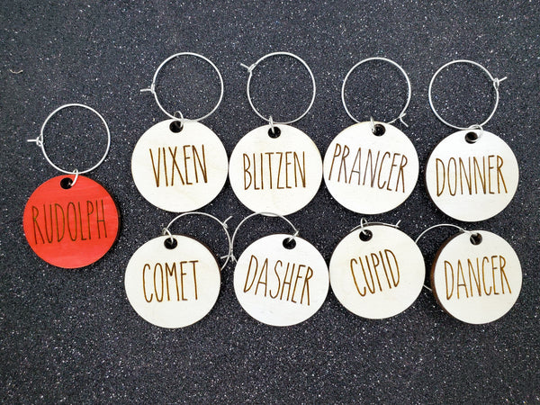 Santa's Reindeer Wine Glass Charms