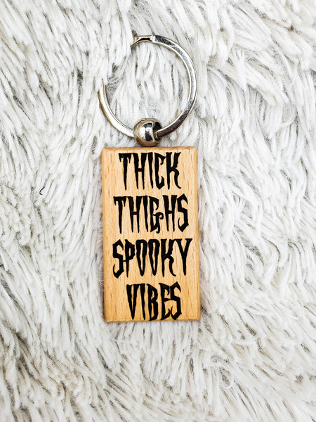 Thick Thighs Spooky Vibes Keychain
