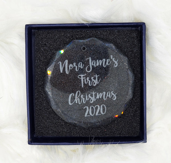 Personalized Round Crystal Ornament