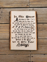 In This House Harry Potter Edition