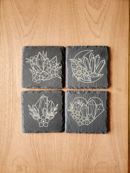 Crystals on Slate Coasters