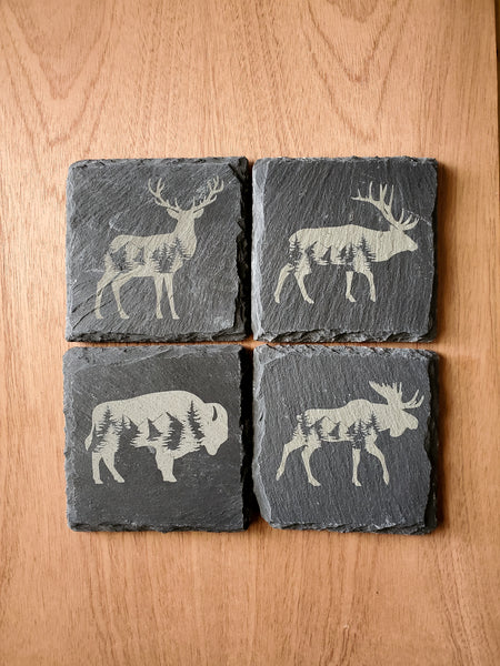 Wildlife Mountain Slate Coasters