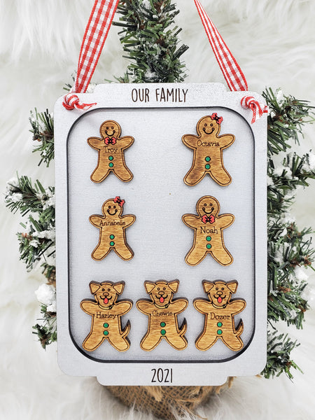 Gingerbread Tray Family Ornament( Please read description to order correctly)